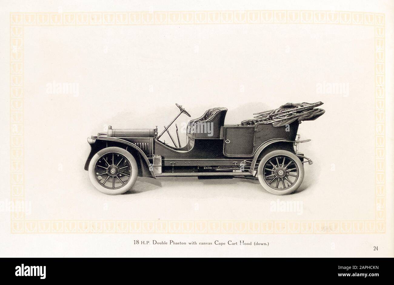 Auto a motore Benz, 18 hp Double Phaeton Vintage con cappotta cape Cart (giù), dal catalogo commerciale Benz & Co, Illustration, 1909 Foto Stock