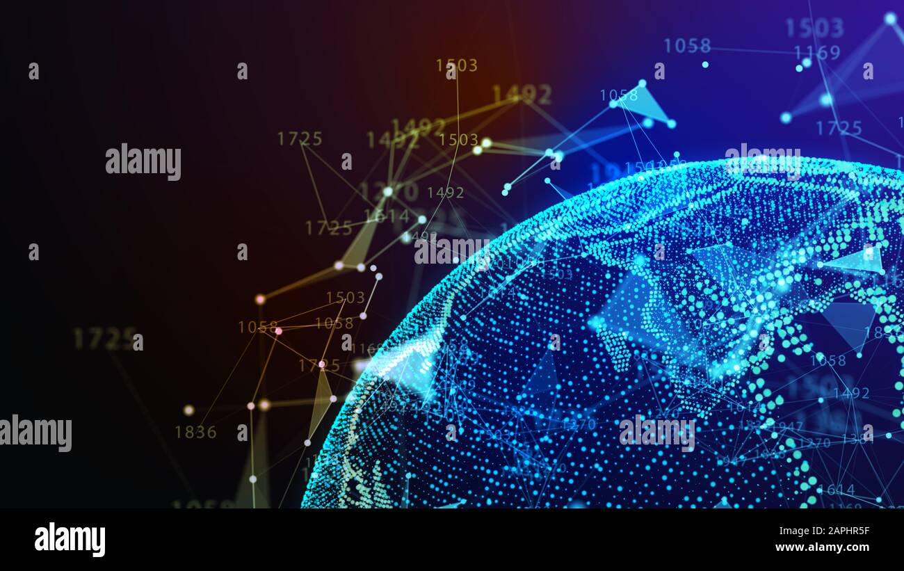 Concetto di rete, di comunicazione di internet. 3d'illustrazione. Foto Stock