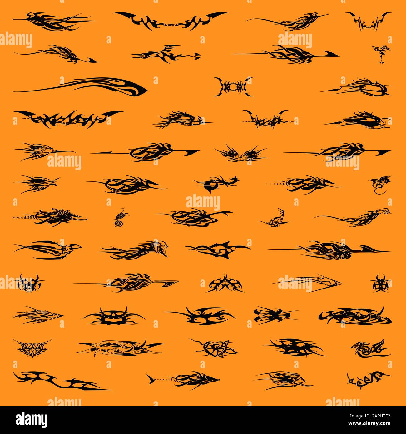 dragon tatto e collezioni tribali di design Illustrazione Vettoriale