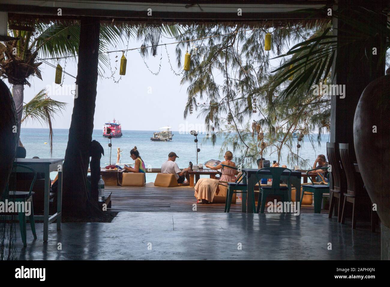 Thailandia Koh Tao Bar colazione sulla spiaggia Foto Stock