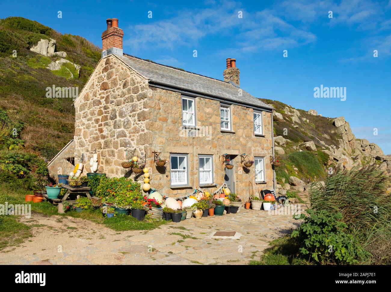 Fishermans Cottage Penberth Cove Foto Stock