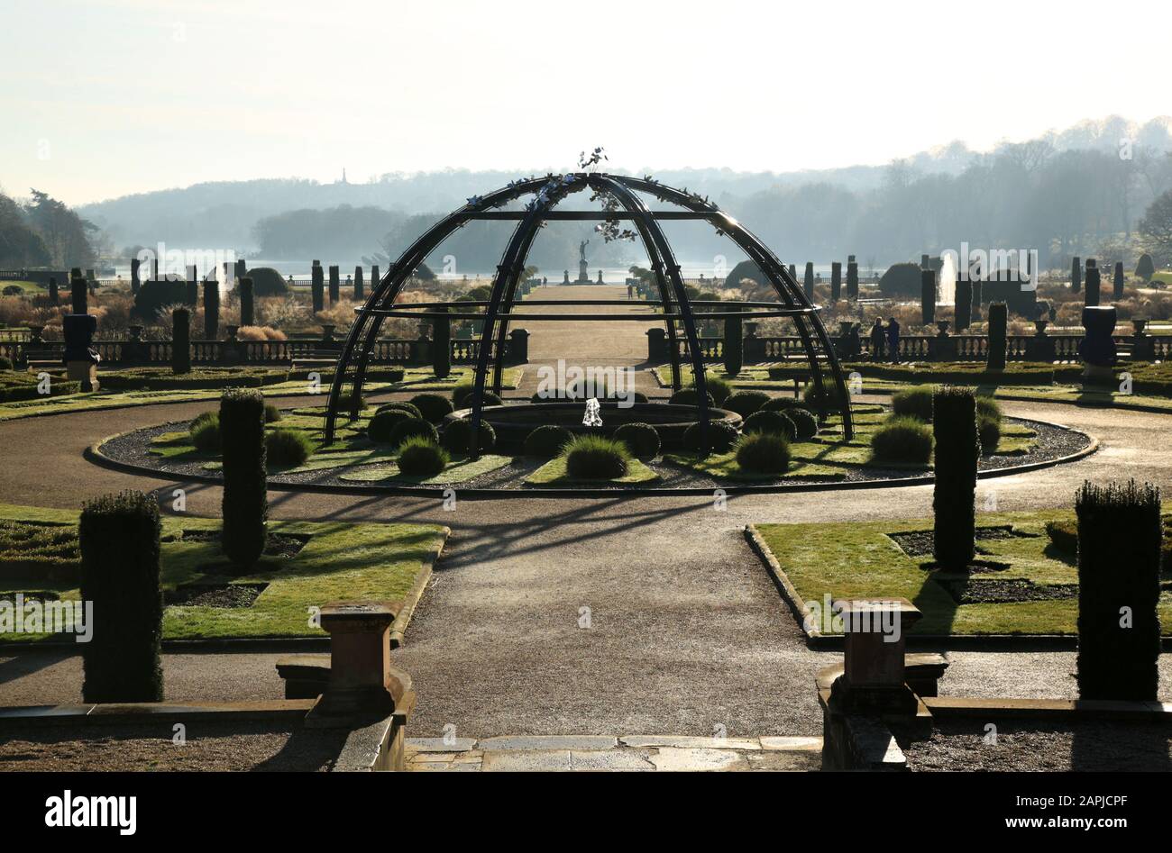 Trentham Gardens, Stoke on Trent in inverno. Foto Stock