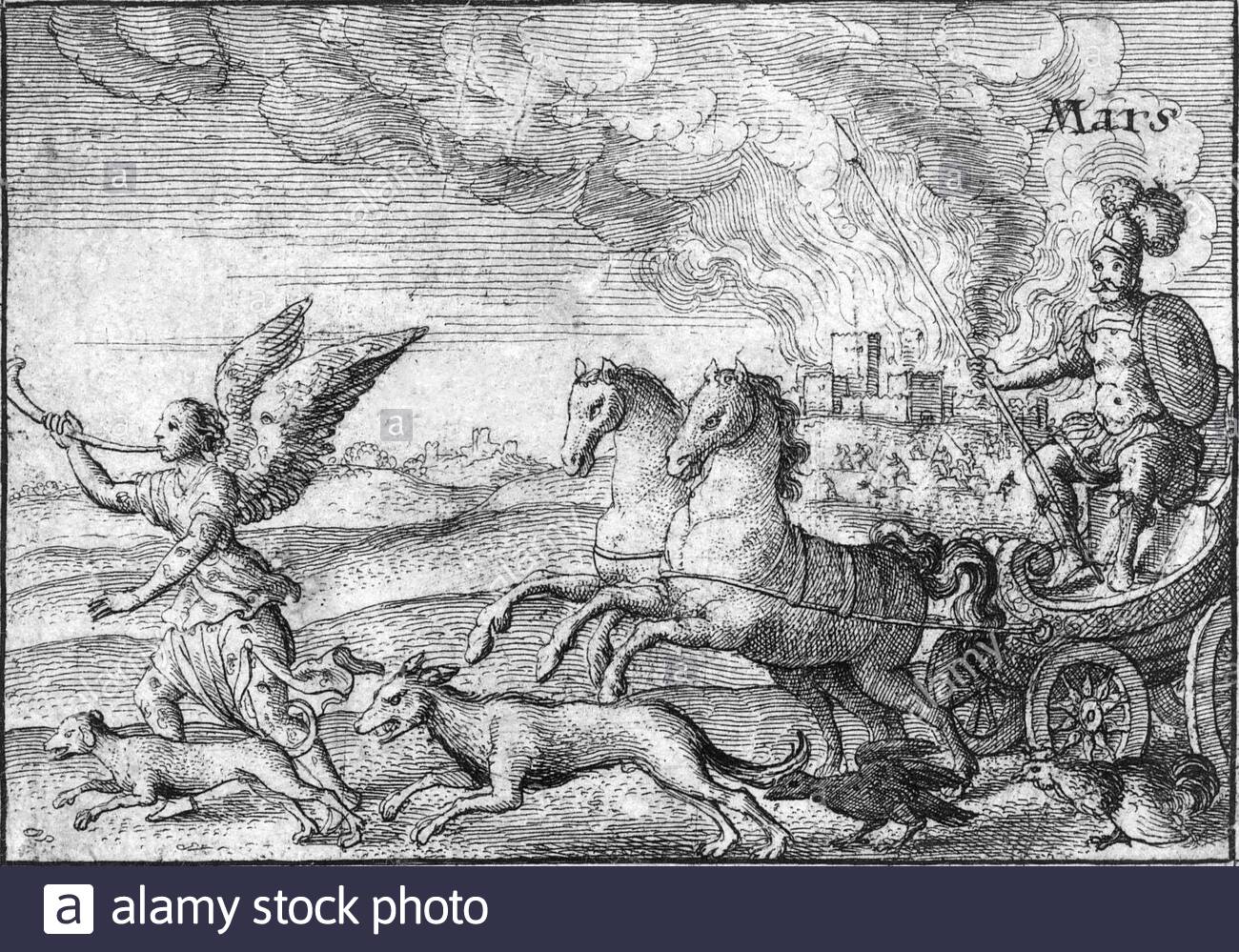 dio Romano Marte, Dio della Guerra, attacco di Evenceslao Hollar boema da 1600s Foto Stock