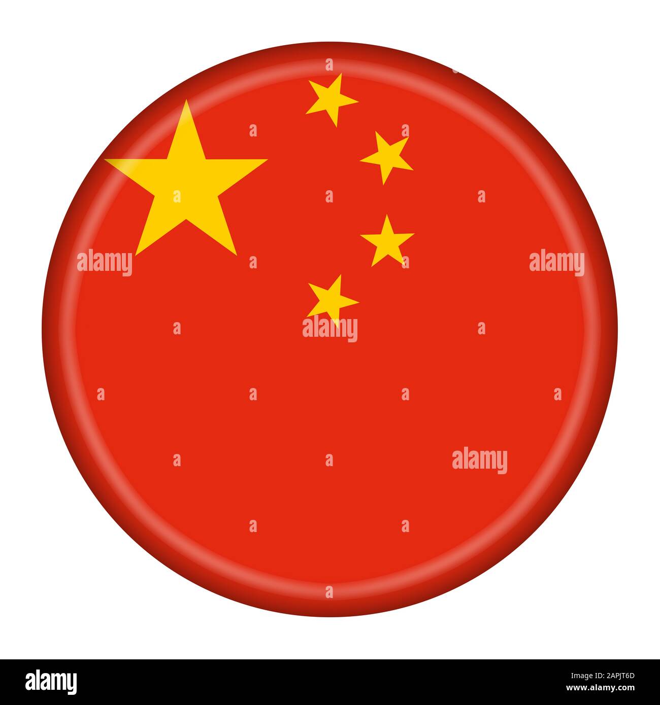 Illustrazione del pulsante Repubblica popolare Cinese con tracciato di ritaglio Foto Stock