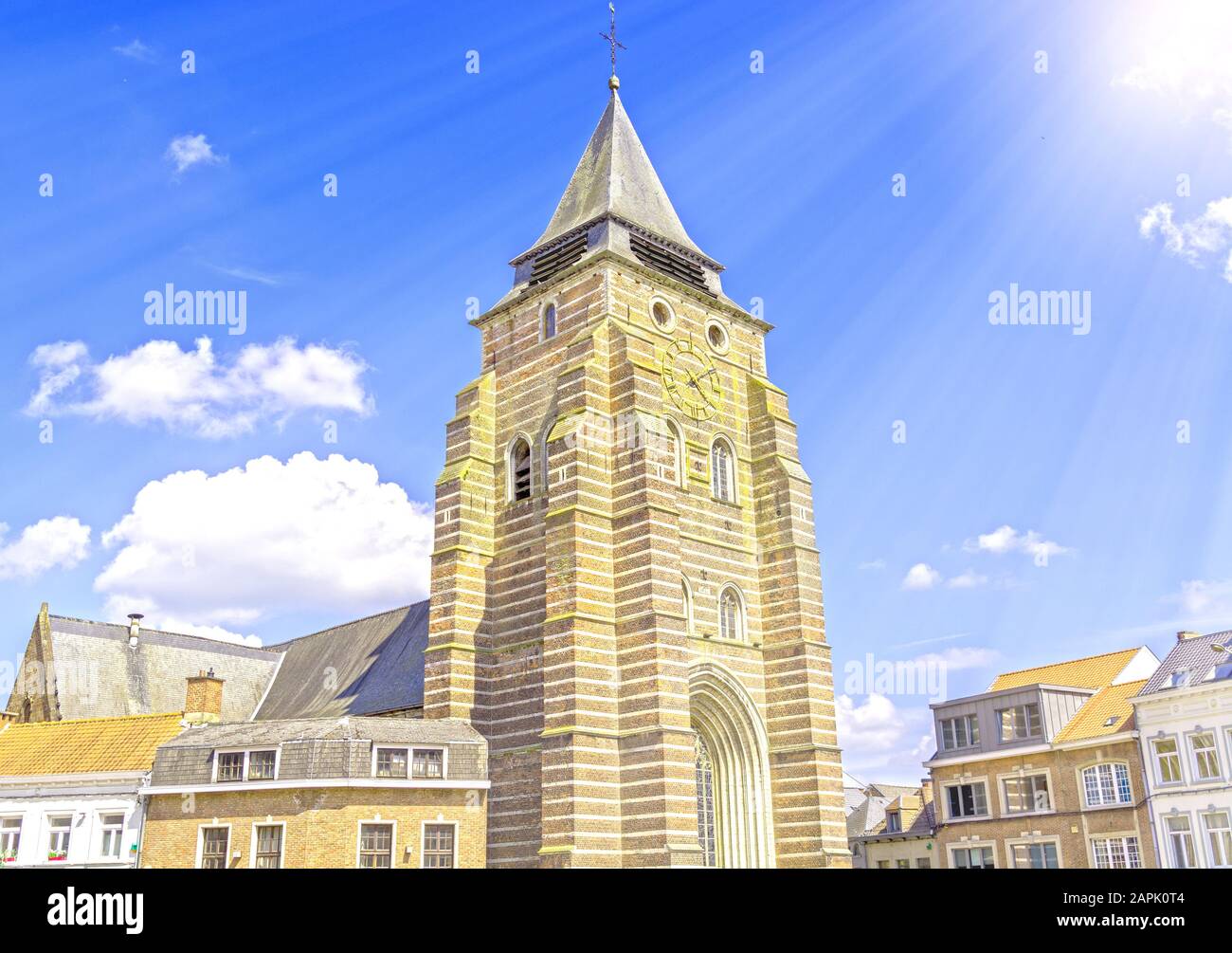 Chiesa torre a Wavre, Belgio, la capitale della provincia belga del Brabante Vallone Foto Stock
