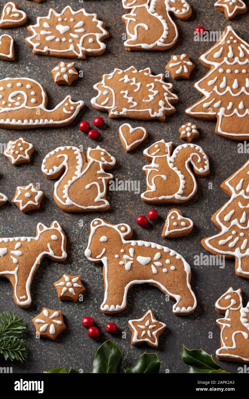 Animali di natale biscotti di carnevale francobolli e taglierine