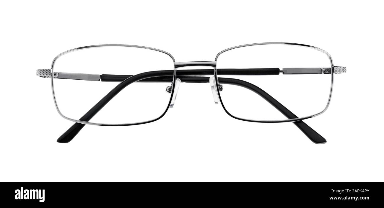 Occhiali isolati su uno sfondo bianco. Occhiali da vista. Foto Stock