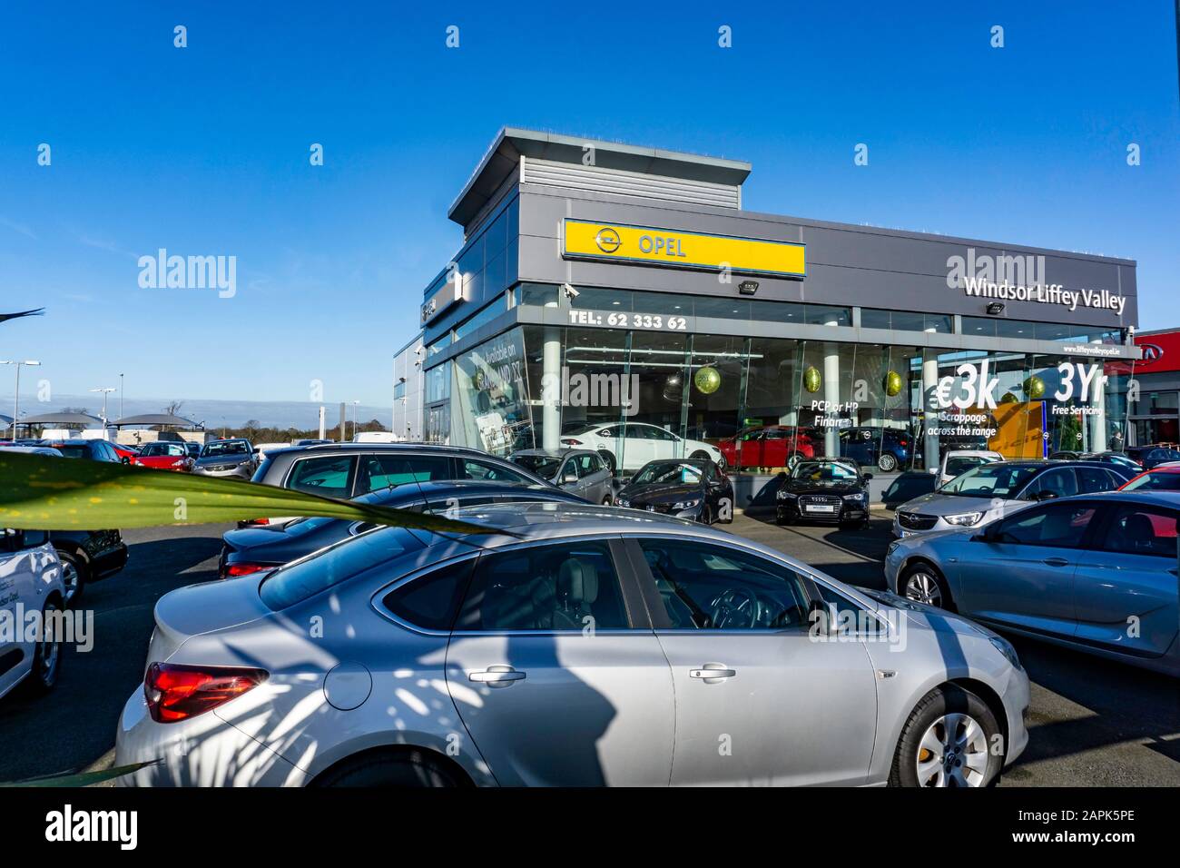 Uno showroom Opel in liffey Valley Motor Mall, West Dublin. Foto Stock