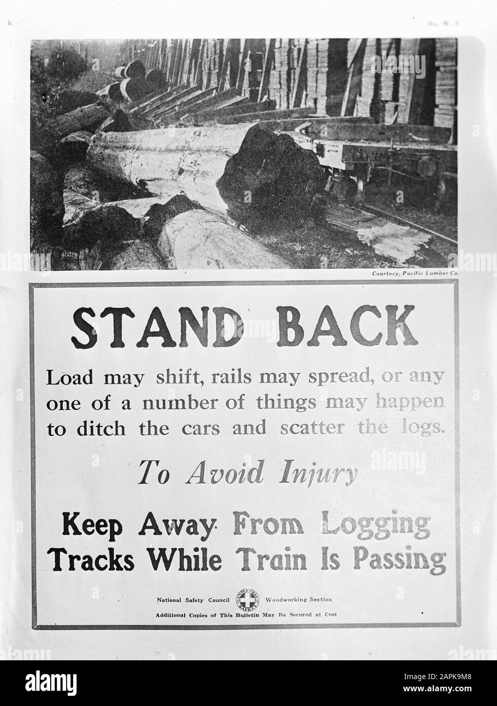 9x12 Avvertenza contro il pericolo di scivolamento del carico sui vagoni ferroviari Data: Parole Chiave non date: Poster, carichi, avvertenze Foto Stock