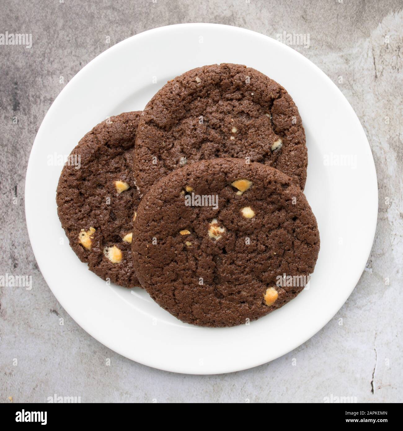 Piastra Di Cioccolato Macadamia Biscotti Al Dado Foto Stock