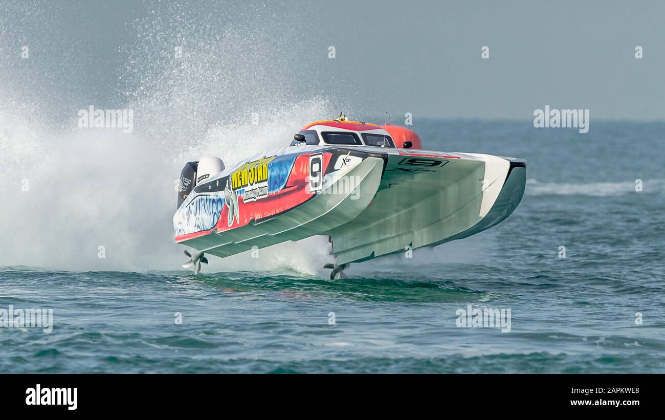 Uim 2019 Xcat World Championship, Sunset Beach Dubai. New Star Racing, Crew Mikhail Kitashev, Dmitry Vandyshev, Foto Stock