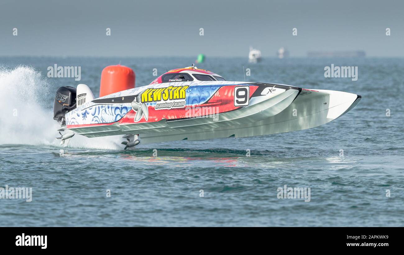 Uim 2019 Xcat World Championship, Sunset Beach Dubai. New Star Racing, Crew Mikhail Kitashev, Dmitry Vandyshev, Foto Stock