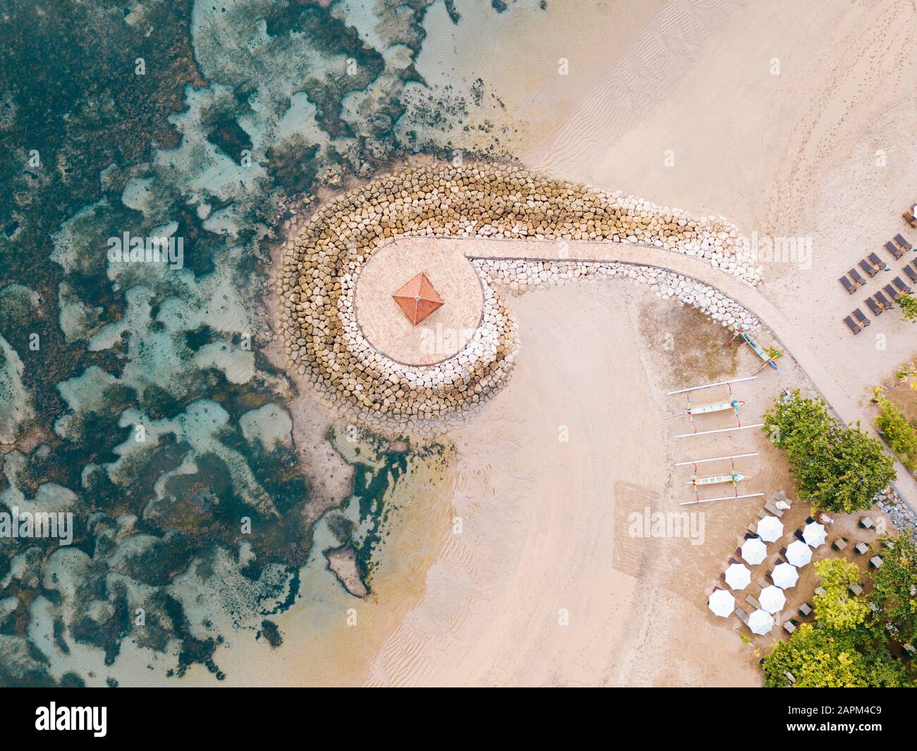 Indonesia, Bali, Sanur, vista aerea della spiaggia Foto Stock