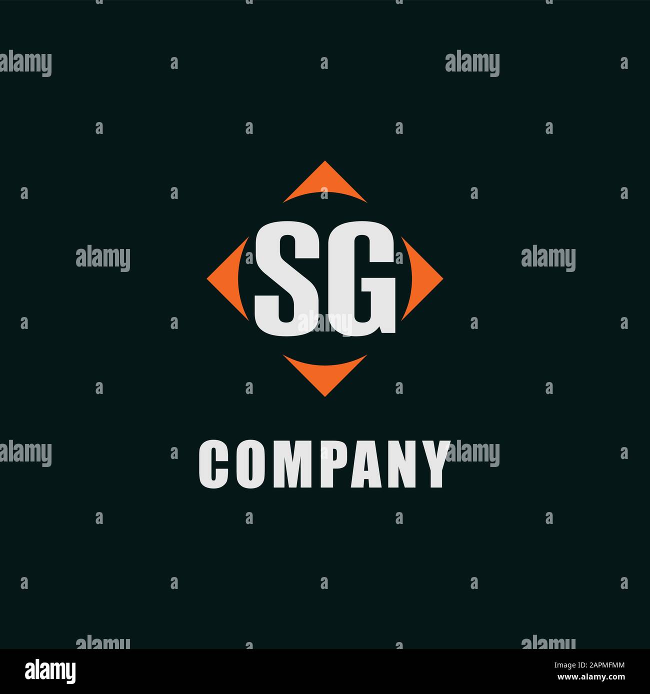 Lettera Sg Alphabetic Company Modello Di Disegno Del Logo, Concetto Di Logo Semplice Pulito, Colore Arancione Bianco, Quadrato Rettangolo Con Profilo A Ellisse All'Interno, Eps 10 Illustrazione Vettoriale