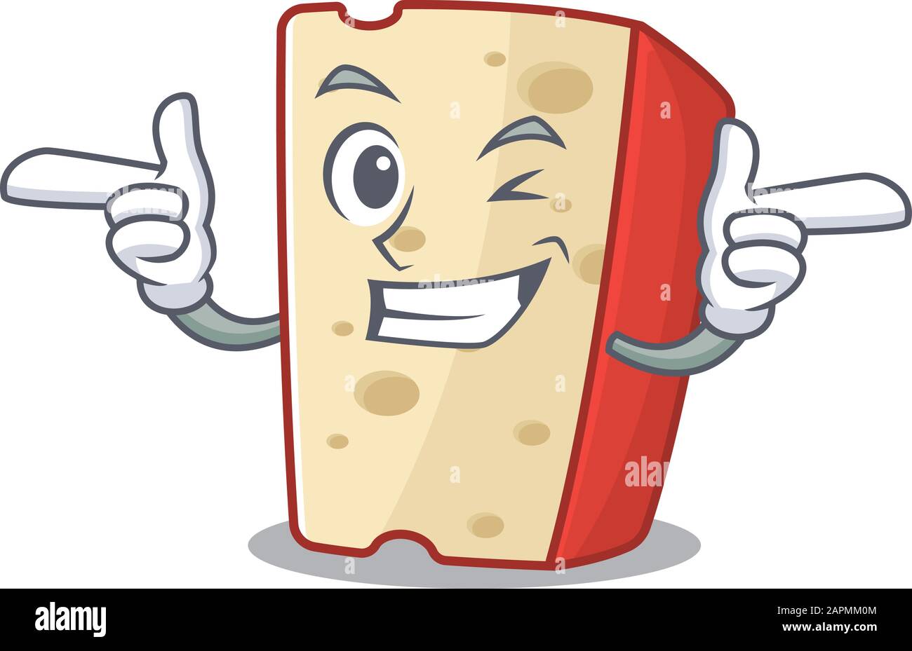 Mascot cartoon design di formaggio olandese con Wink occhio Illustrazione Vettoriale