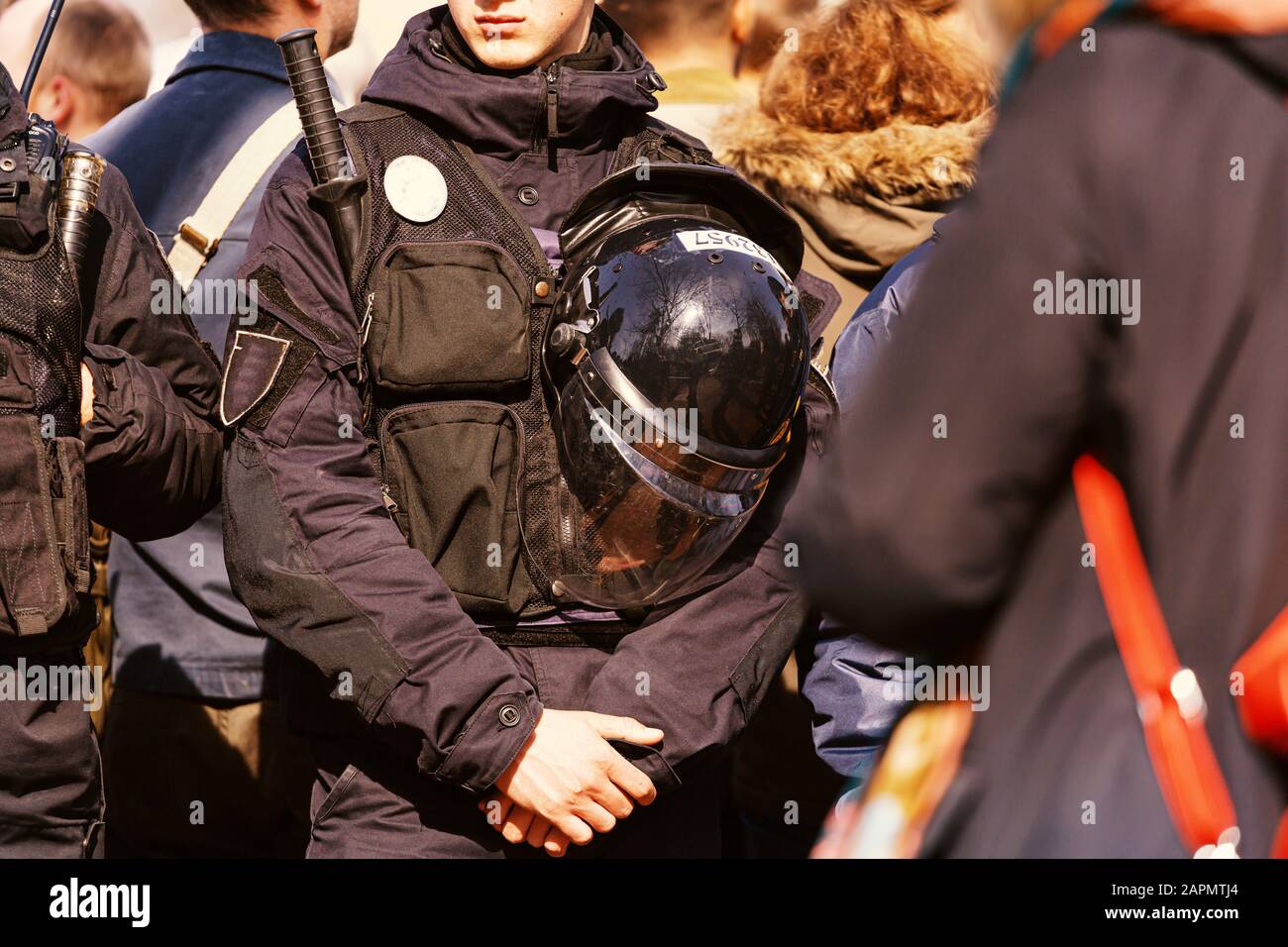 braccialetto, polizia grammaticale, san michele, ufficiali, poliziotto, crash, ucraina Foto Stock