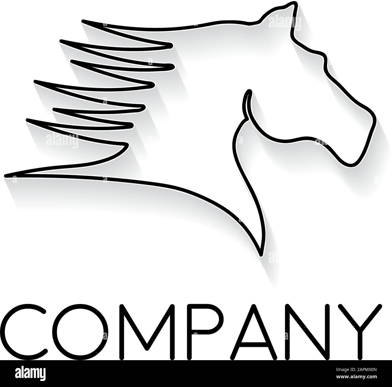 Vettore segno cavallo astratto, in stile lineare Illustrazione Vettoriale