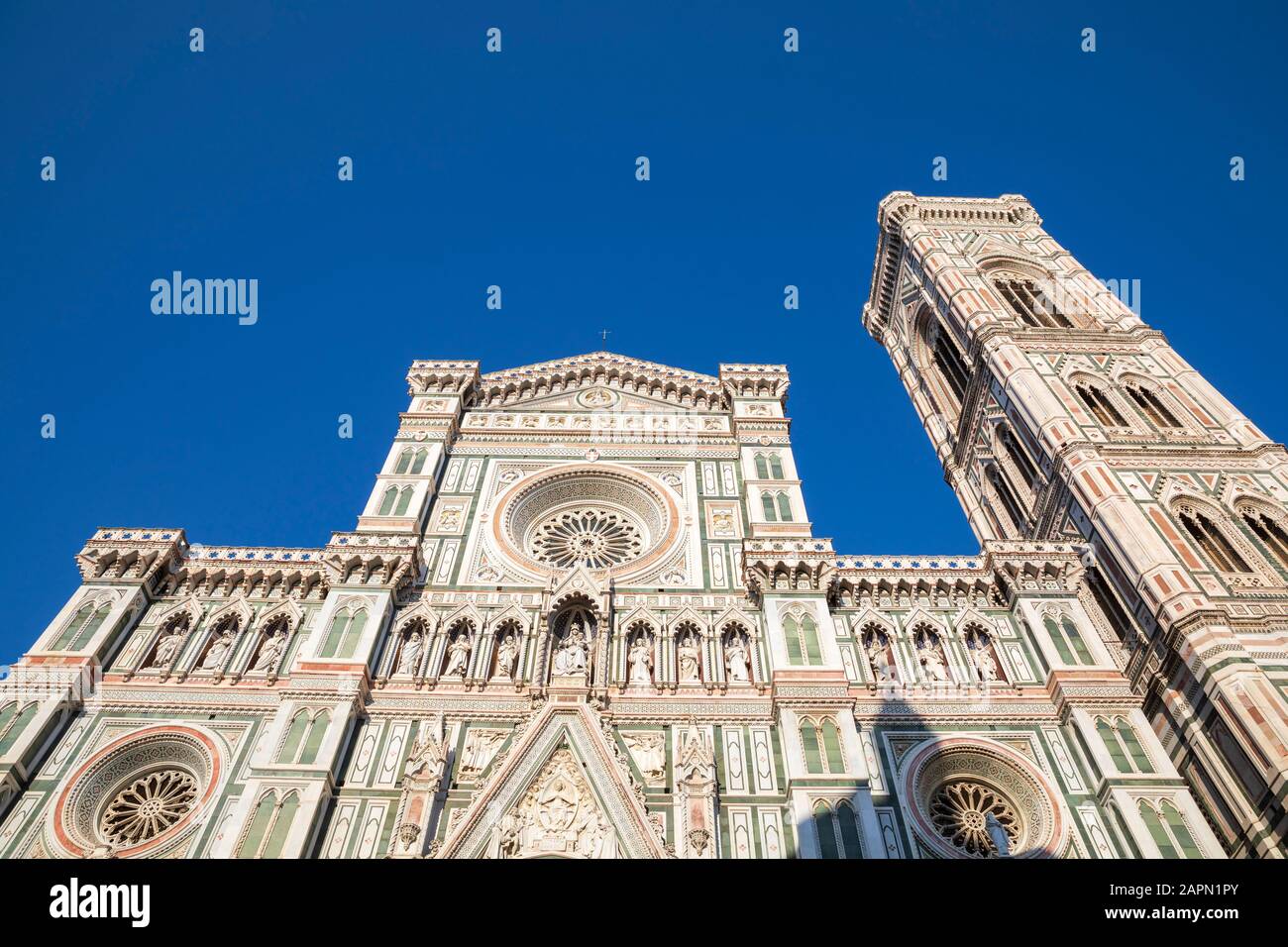 Duomo di Firenze e Campanile (Campanile) visto da Piazza del Duomo, Firenze, Italia. Foto Stock