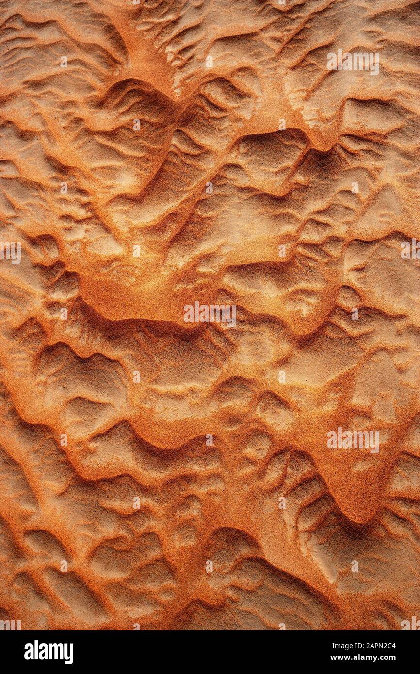 Struttura ondulata, dune di sabbia, deserto Rimal al Wahiba o Wahiba Sands, Sultanato dell'Oman Foto Stock