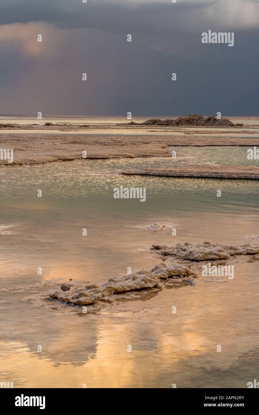 Tramonto panoramico sul Mar Morto Foto Stock