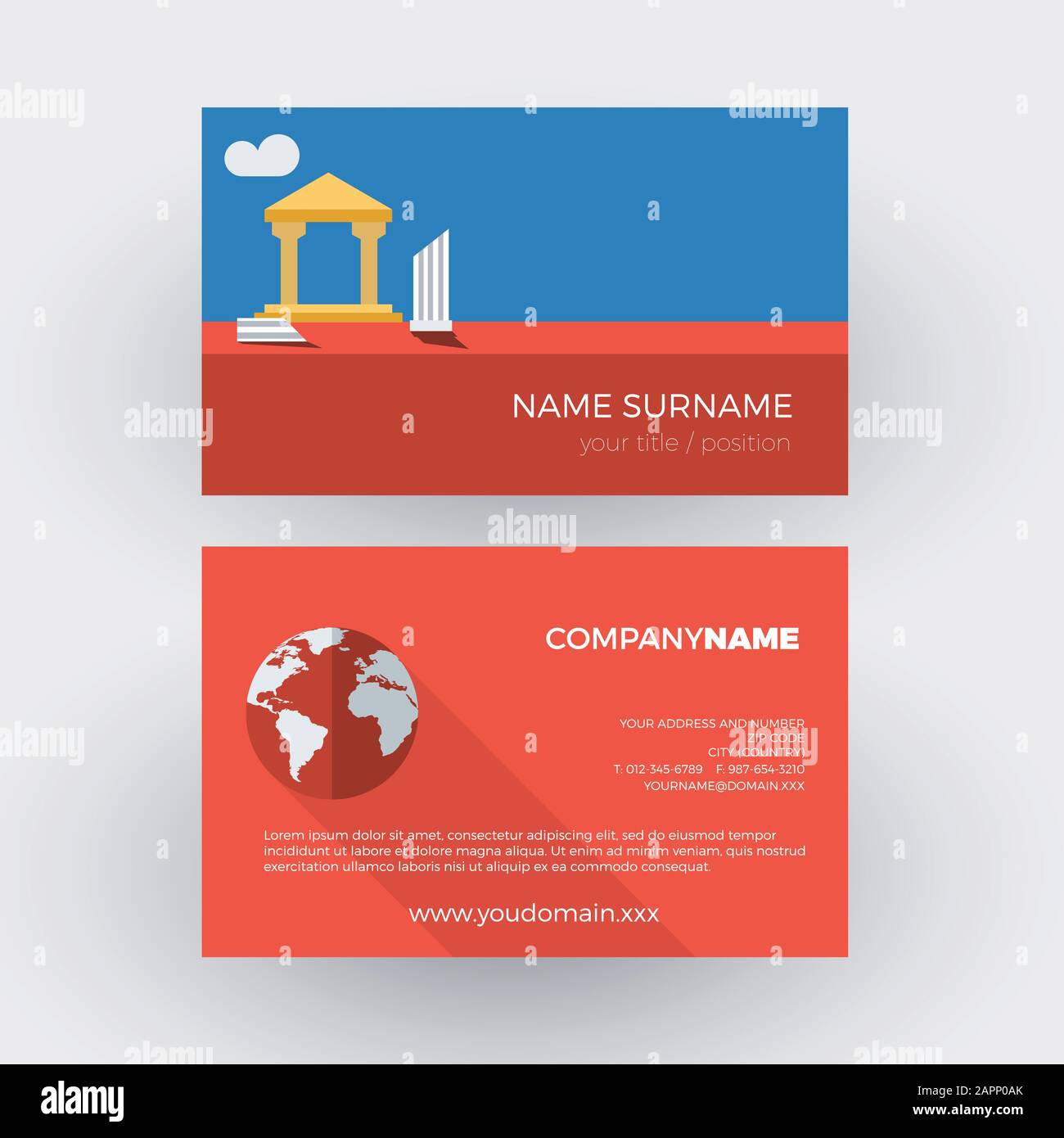 sito archeologico, guida turistica, biglietto da visita professionale vettoriale Illustrazione Vettoriale