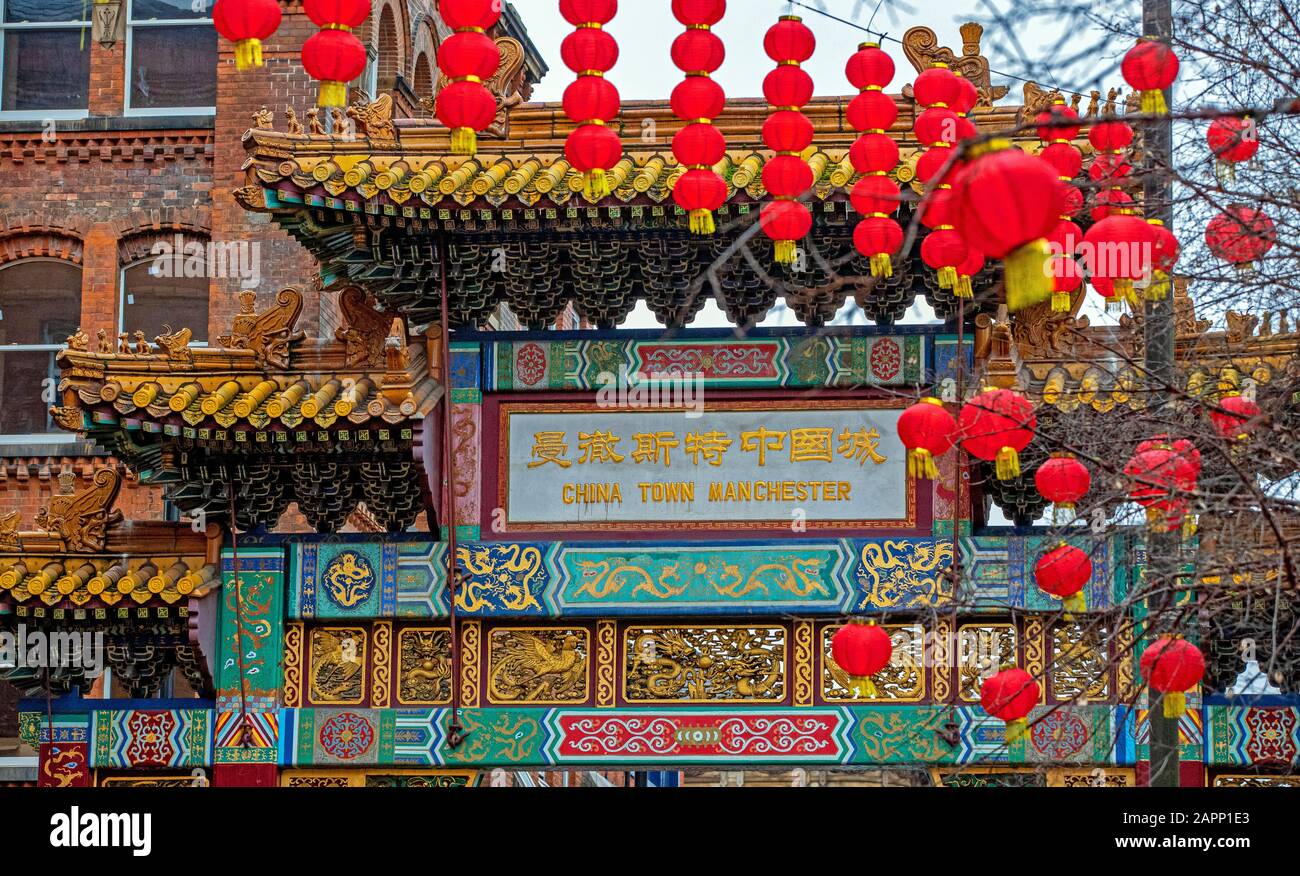 Vista generale di China Town a Manchester. Foto PA. Data Di Emissione: Venerdì 24 Gennaio 2020. Photo credit dovrebbe leggere: Peter Byrne/PA Filo Foto Stock