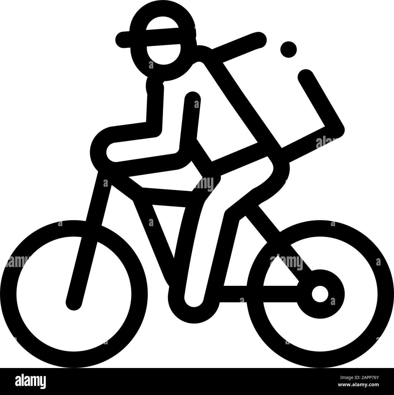 Courier Delivery By Bicycle Icon Vector Outline Illustration Illustrazione Vettoriale