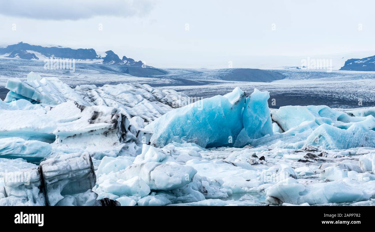 Iceberg nella laguna di Jokulsarlon. Islanda Foto Stock