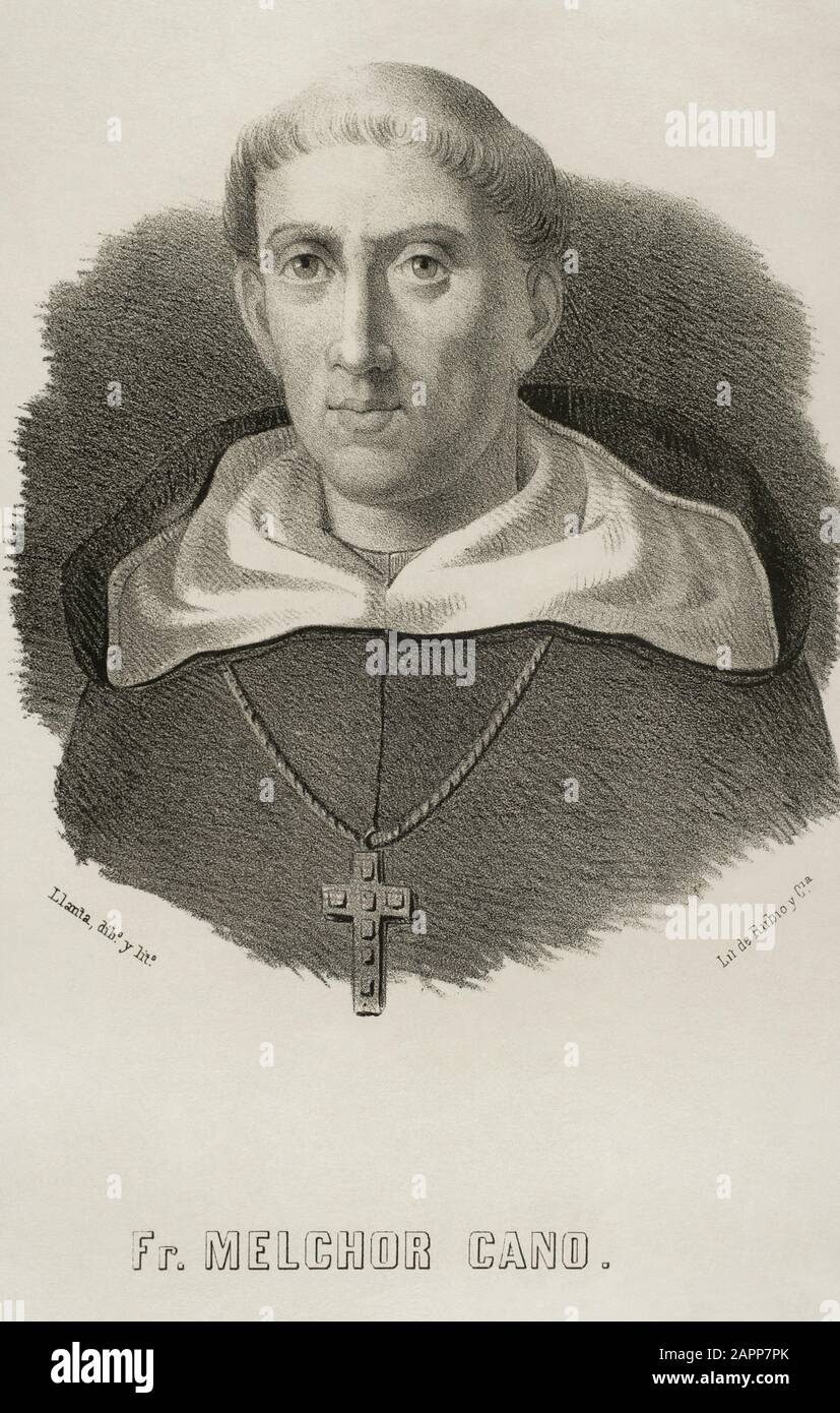 Melchor Cano (1509-1560). Frate Domenicano spagnolo, teologo e vescovo scolastico. Disegno Di Santiago Llanta. Litografia. Cronica General de España, Historia Ilustrada y Descriptiva de sus Provincias. Castilla-La Nueva, 1869. Foto Stock