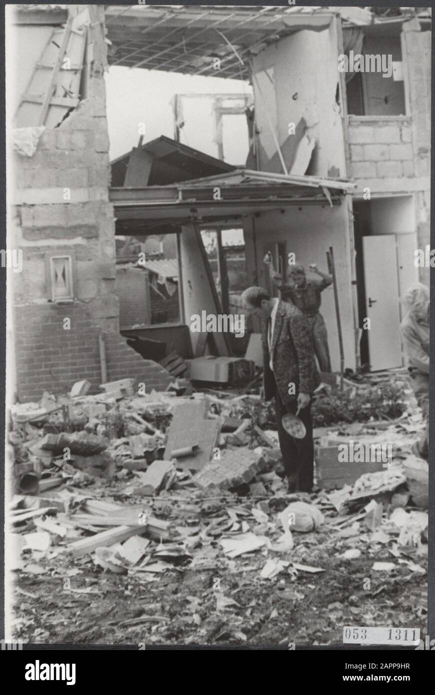 Blocco distrutto da esplosione di gas Data: 27 giugno 1967 Località: Gelderland, Ticht Parole Chiave: Case unifamiliari, esplosioni di gas, disastri Foto Stock
