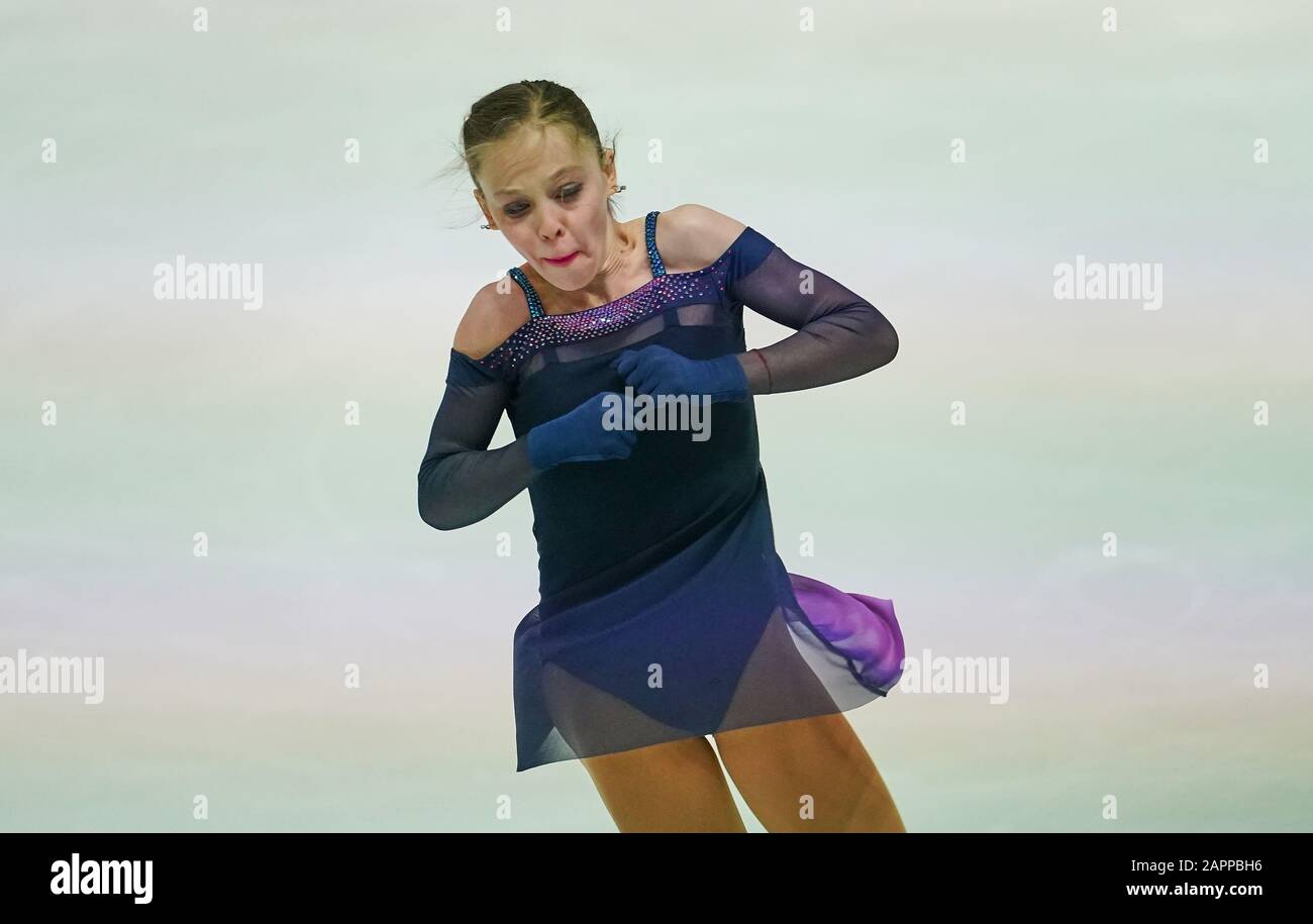 Steiermarkhalle, Graz, Austria. 24th Gen 2020. Nelli Ioffe d'Israele in azione durante il Ladies Short Program ai Campionati europei di pattinaggio ISU a Steiermarkhalle, Graz, Austria. Credito: Csm/Alamy Live News Foto Stock