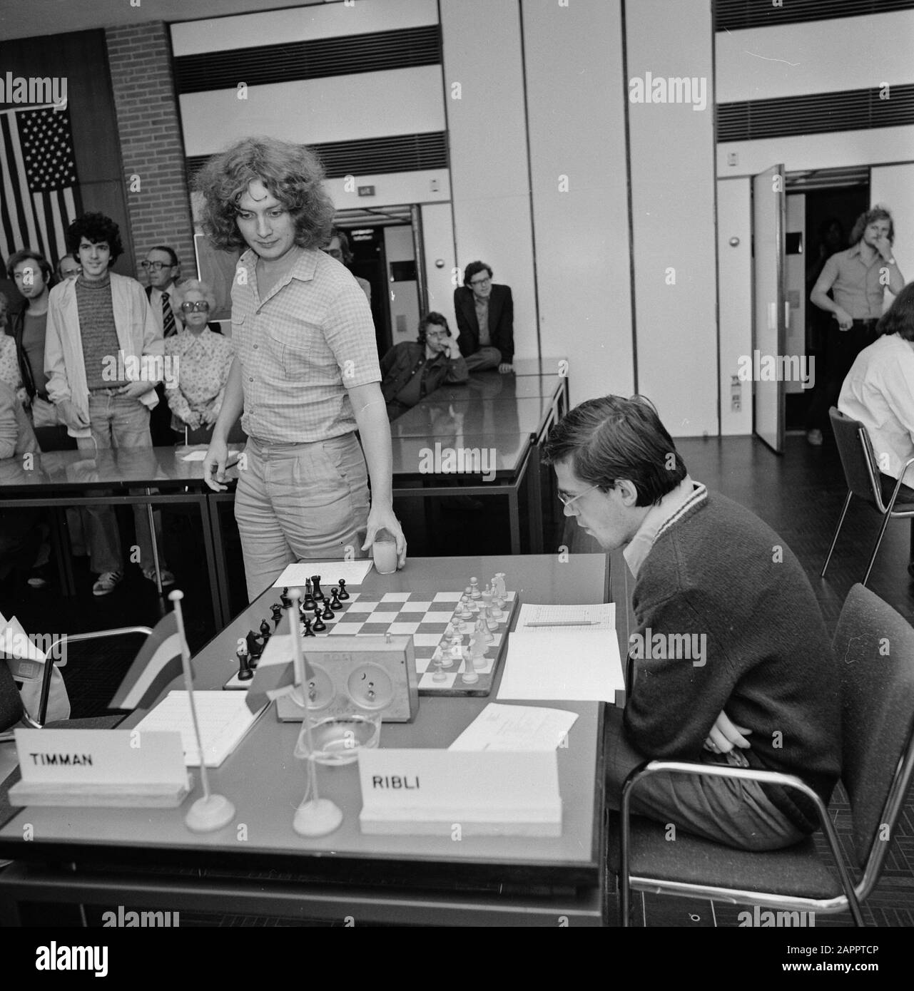 Torneo di Scacchi IBM, 4th Round; Ribli (l) Contro Timman Data: 17 luglio 1978 Parole Chiave: Chess Institution Nome: IBM Foto Stock