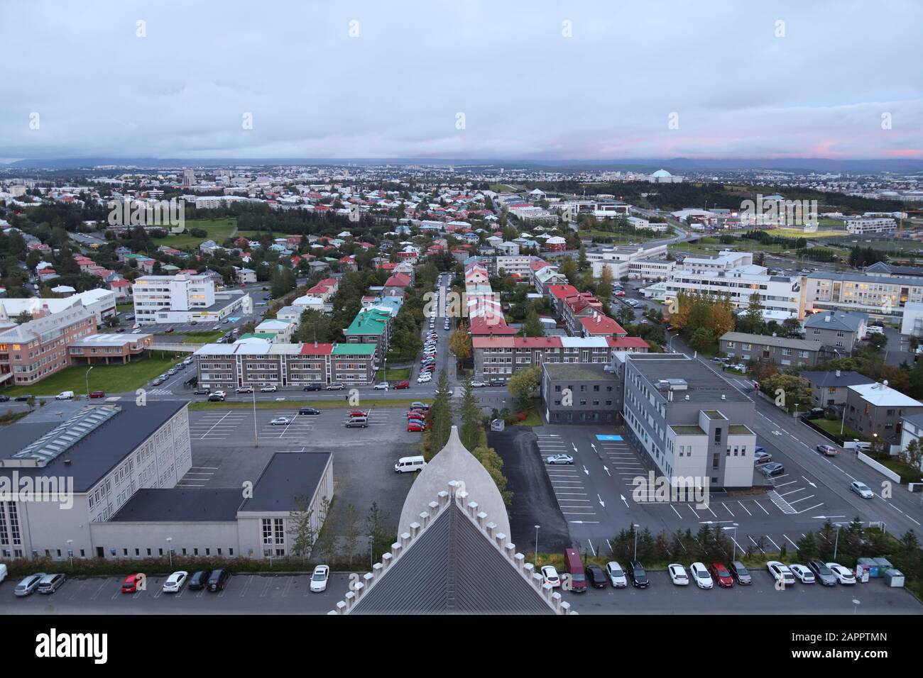 Reykjavik (Isola) Blick über die Stadt vom Turm der Hallgrímskirkja Foto Stock