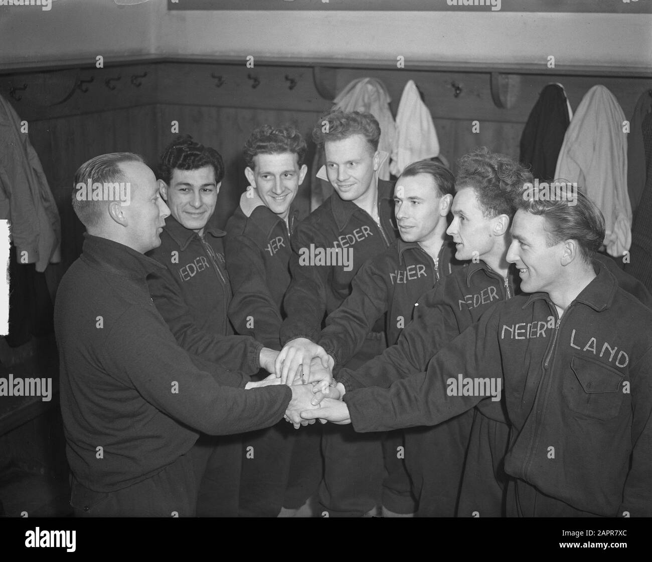 Formazione squadra olandese allo Stadio Olimpico Data: 2 gennaio 1951 Parole Chiave: Squadre Nome istituto: Stadio Olimpico Foto Stock