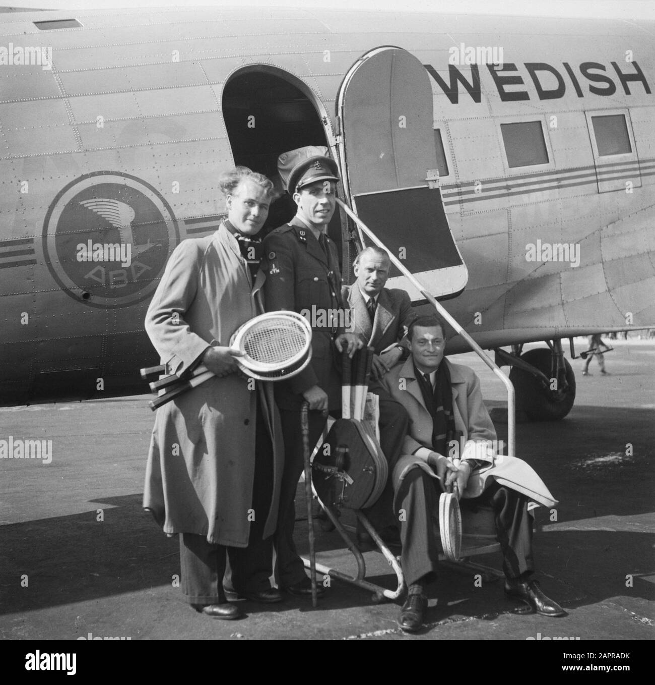 Partenza Dalla Squadra Della Coppa Davis A Stoccolma Data: 6 Maggio 1946 Luogo: Stoccolma, Svezia Parole Chiave: Partenza Foto Stock
