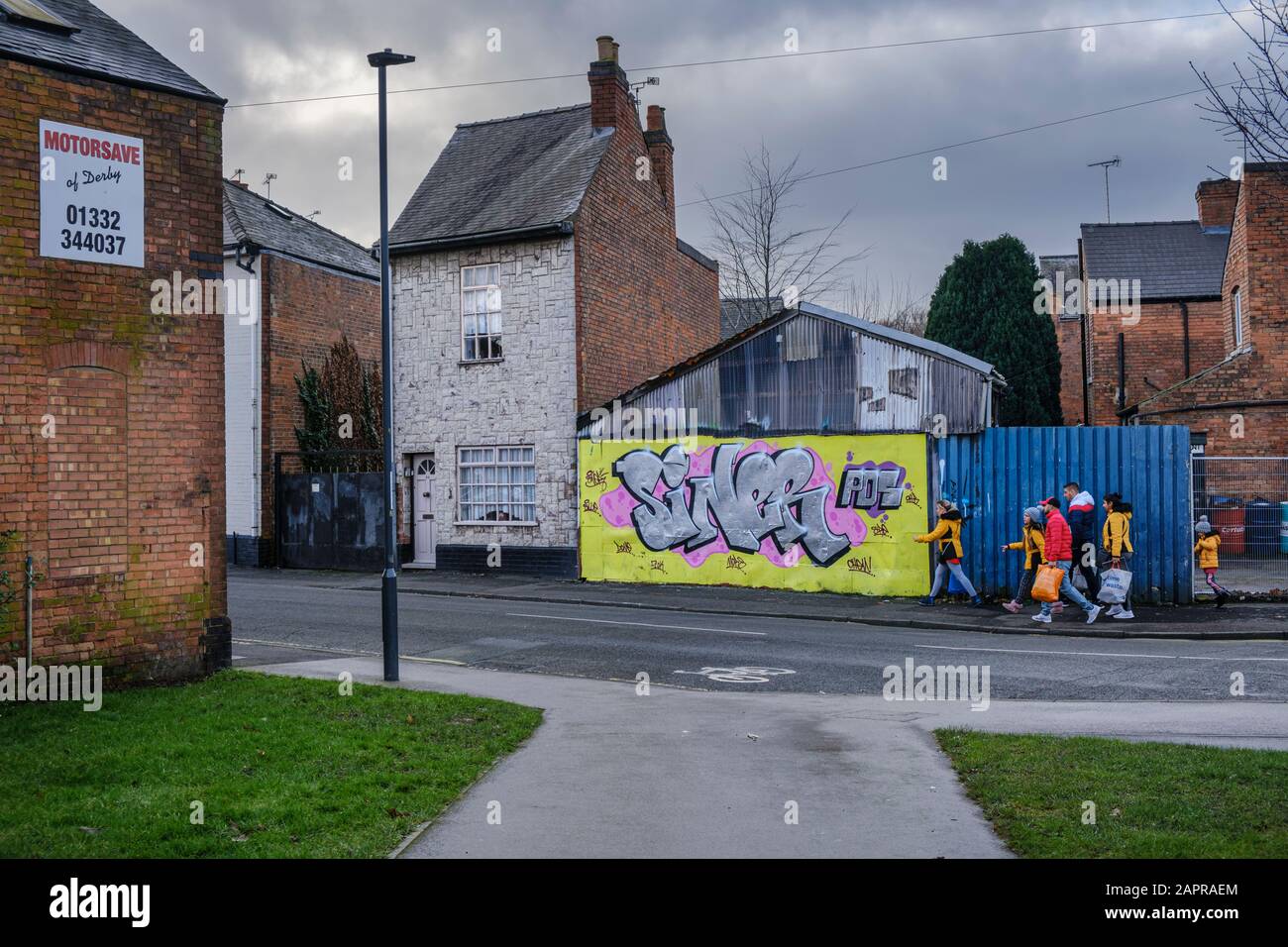 Graffiti A Derby, Inghilterra Foto Stock