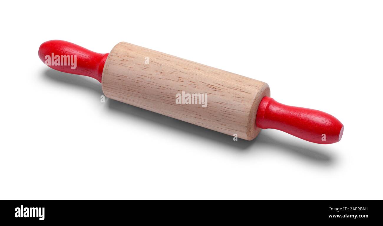 Pin Di Laminazione In Legno Piccolo Isolato Su Sfondo Bianco. Foto Stock