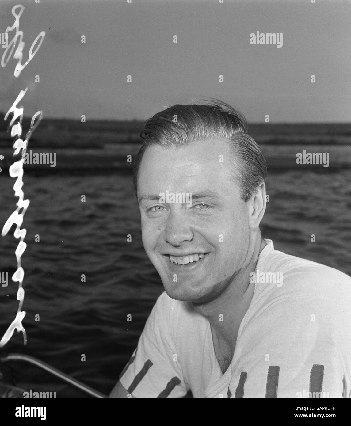 Canottaggio. Quattro con Timoniere. Han Heijenbrock Annotation: Selected for Helsinki Olympic Games Data: 13 maggio 1952 Parole Chiave: Ritratti, canottaggio, atleti Nome personale: Heijenbrock, Han Foto Stock