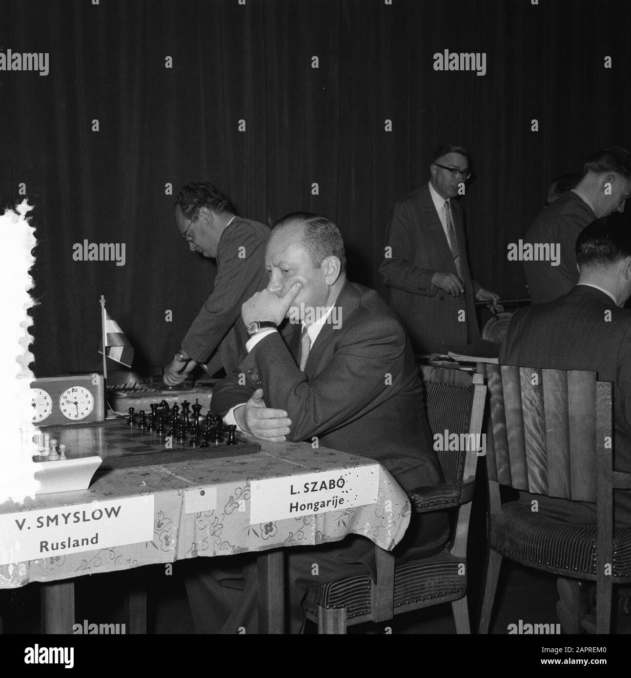 Primo turno Di Candidati Campionato del mondo di scacchi. A bordo di Szabo Data: 26 Marzo 1956 Parole Chiave: Scacchi, round, tornei Foto Stock