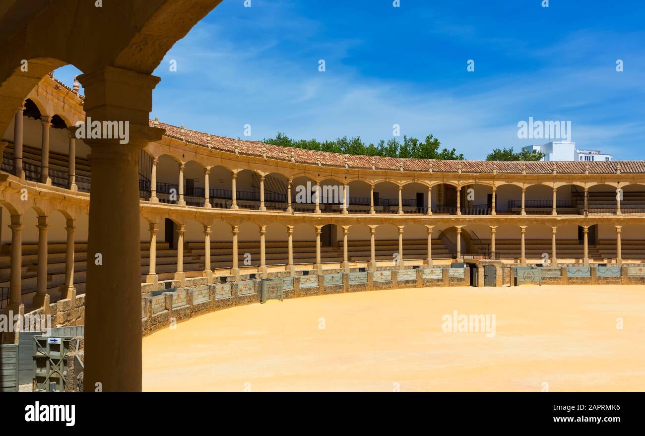 Anello di combattimento toro; Ronda, Provincia di Malaga, Spagna Foto Stock