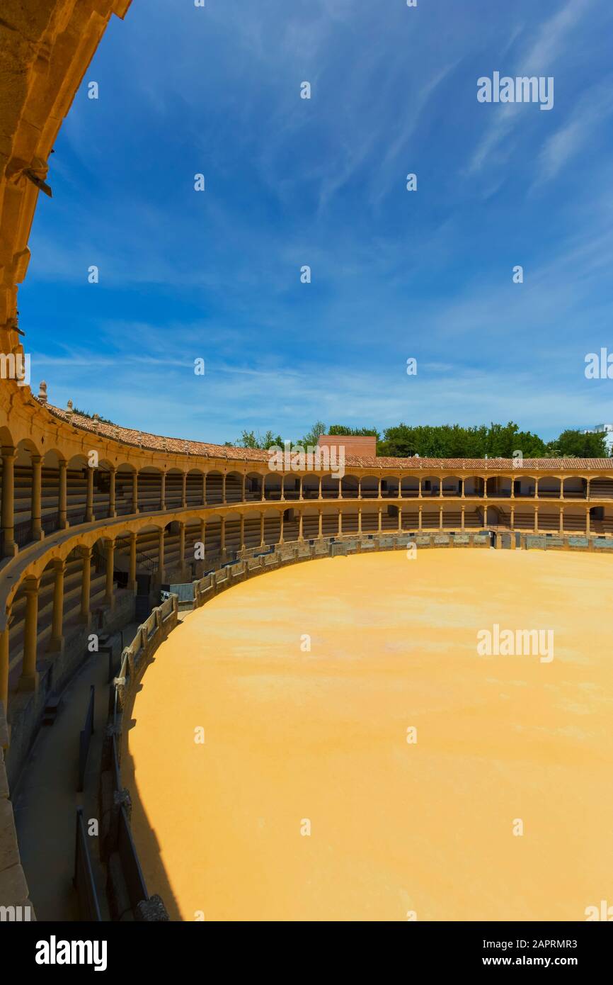 Anello di combattimento toro; Ronda, Provincia di Malaga, Spagna Foto Stock