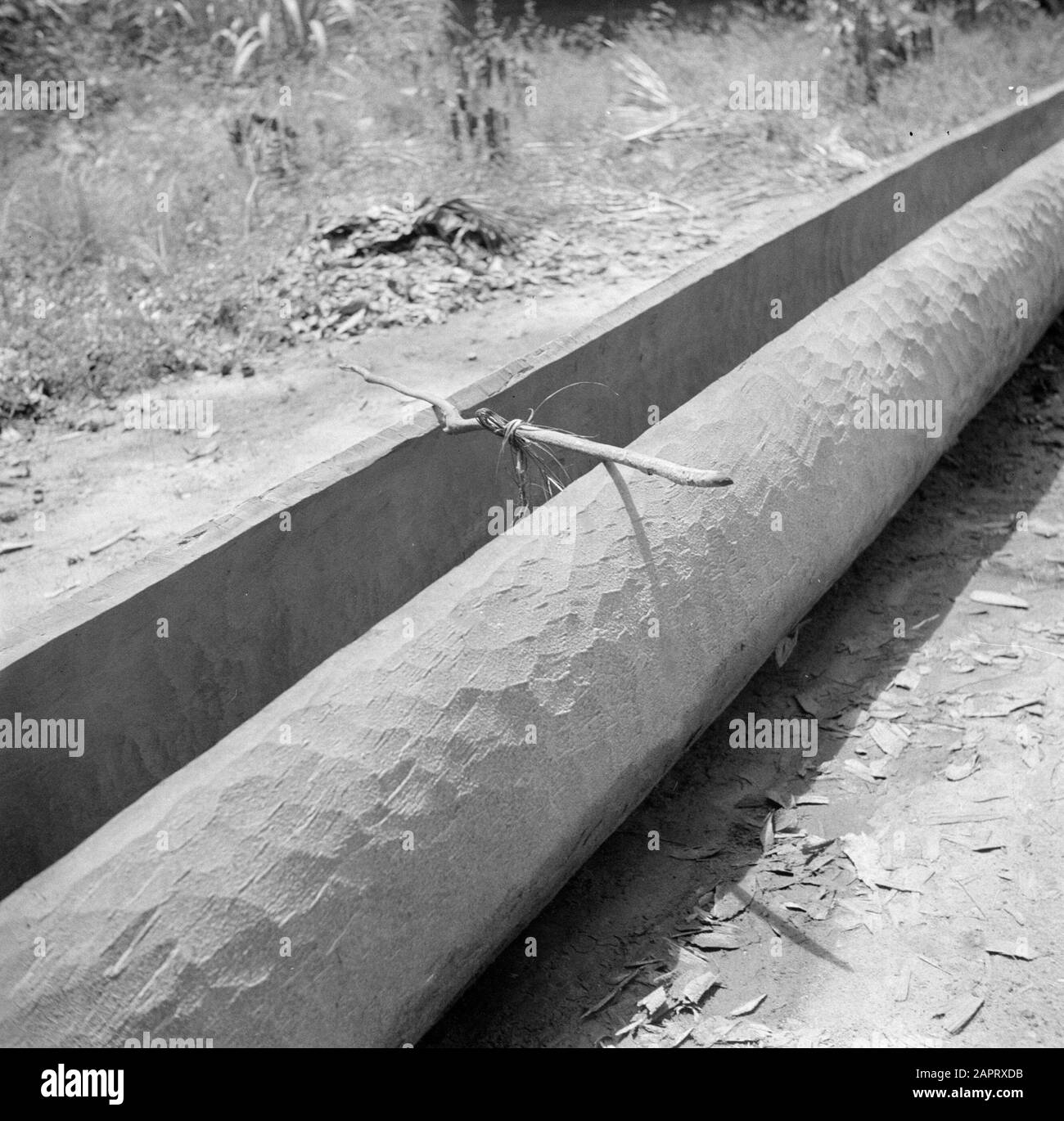 Viaggio in Suriname e le Antille olandesi A korjaal in costruzione Data: 1947 luogo: Langatabbetje, Marowijne, Suriname Parole Chiave: Foresta creoles, navi Foto Stock