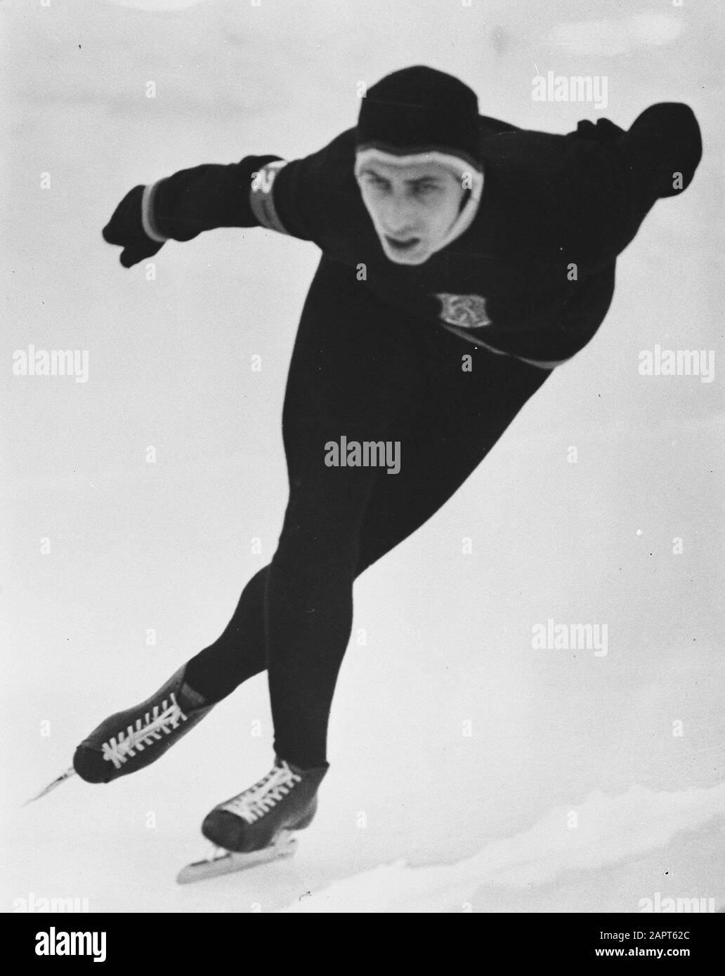 Jan Pesman in azione a Davos Data: 3 Febbraio 1960 Località: Davos Parole Chiave: Skater Nome Persona: Jan Pesman Foto Stock