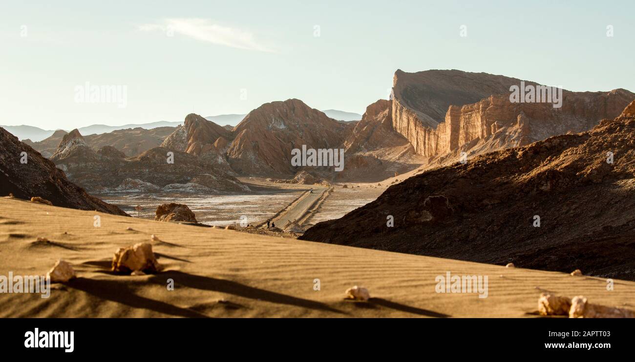 Anfiteatro Valle de la Luna, deserto di Atacama. Cile Foto Stock