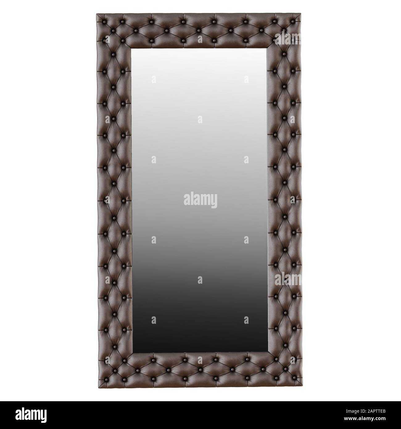 Grande specchio in pelle capitone su sfondo bianco 3d Foto stock - Alamy
