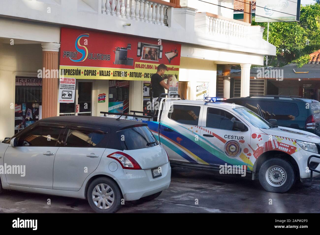 Street Scene, Punta Cana , Repubblica Dominicana Foto Stock