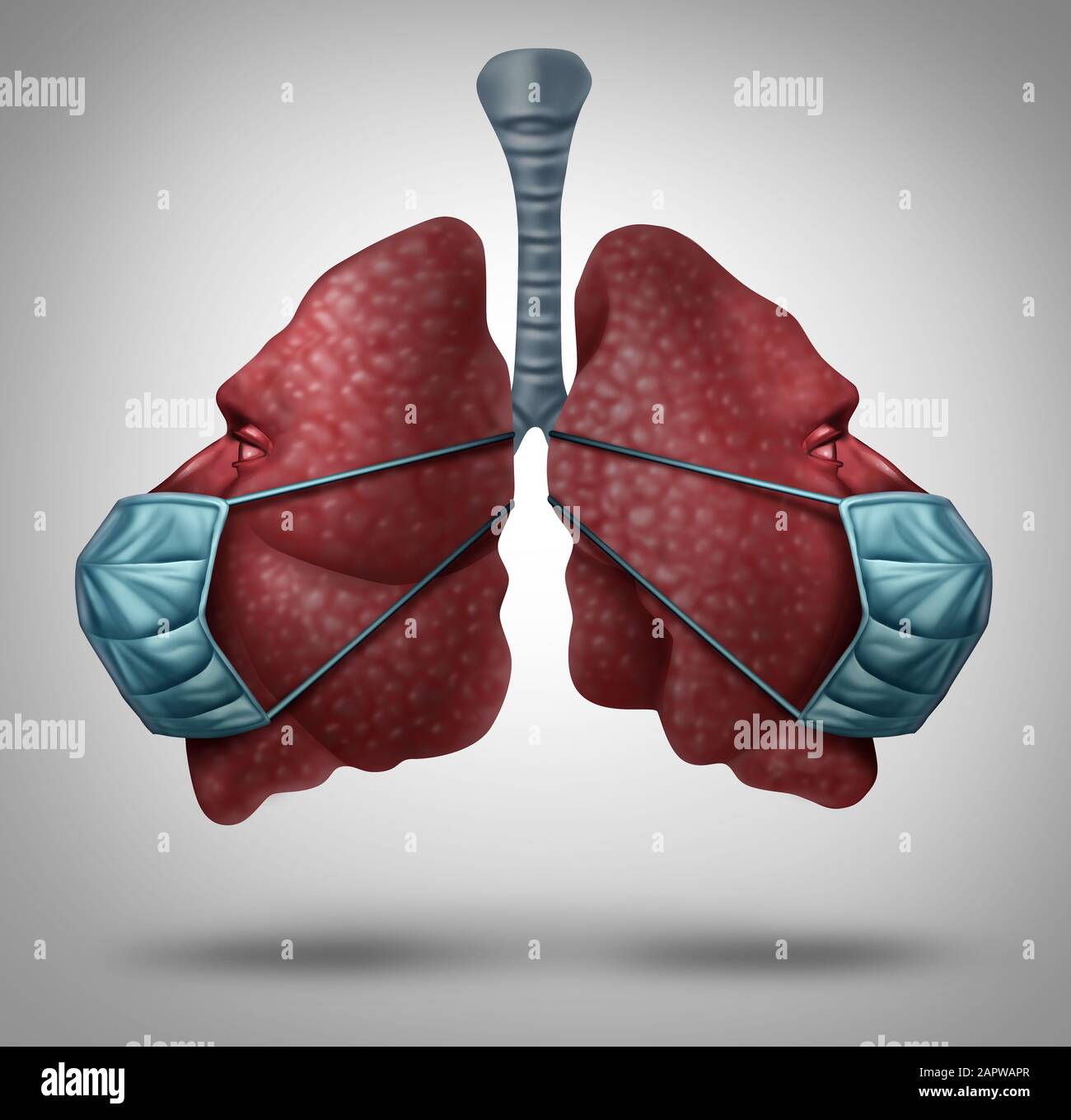 Malattia respiratoria virus polmonare mortale e salute pubblica respirazione aria contaminata coronavirus malattia o contagiosa epidemia di influenza. Foto Stock