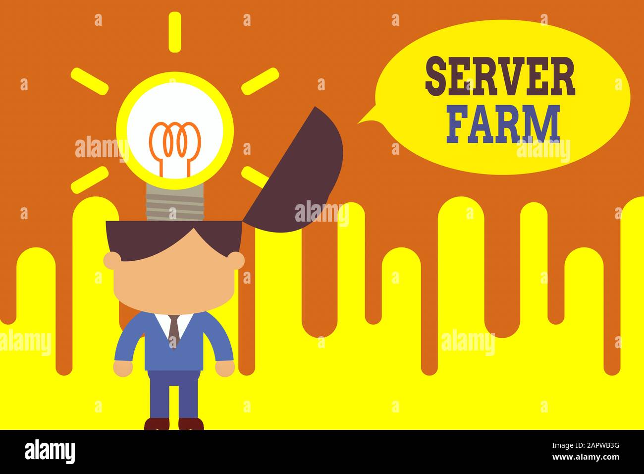 Parola di scrittura di testo Server Farm. Business photo per la presentazione di un gruppo di computer che operano come server e alloggiati insieme in piedi uomo di successo suit neckt Foto Stock