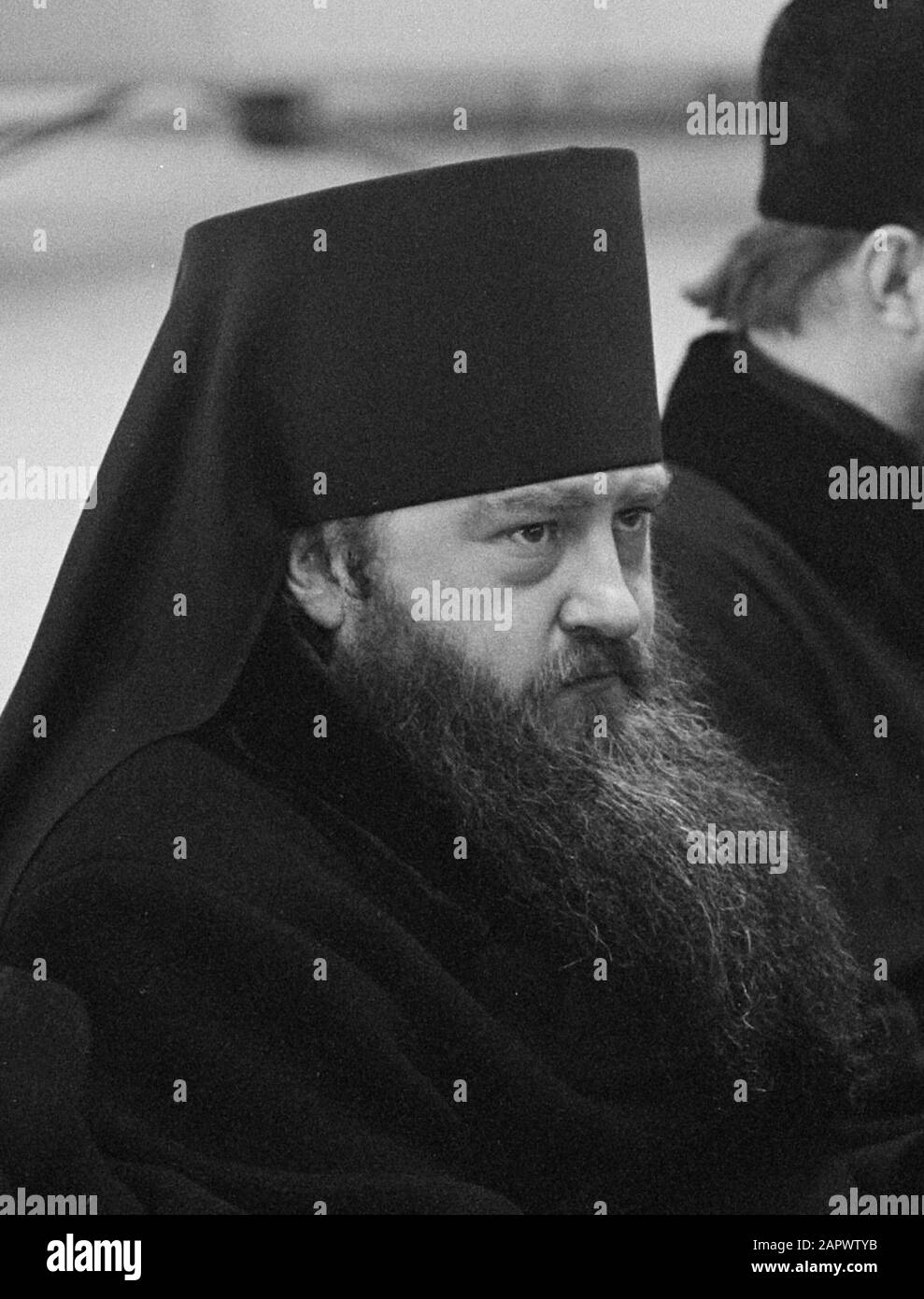 Leader della Chiesa Russa a Schiphol in Transit America, secondo dall'Arcivescovo Nicodiem di sinistra; Foto Stock