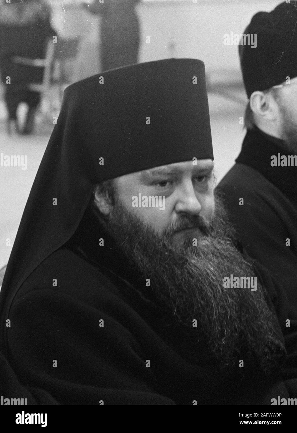 Leader della Chiesa Russa a Schiphol in Transit America, secondo dall'Arcivescovo Nicodiem di sinistra; Foto Stock